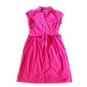 Banana Republic Buttons Down Shirt Stretch Side Pockets Belted Dress Size 4